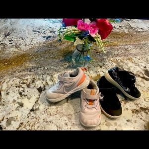 2 pair nike sneakers size 8c for girls